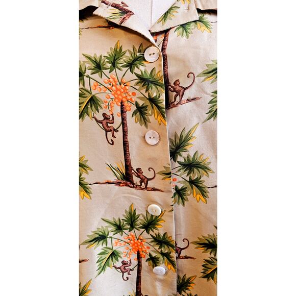 Silkland Women's Pure Silk Monkey Palm Print Jacket Top Size 16 Multicolor‎ - Picture 2 of 6
